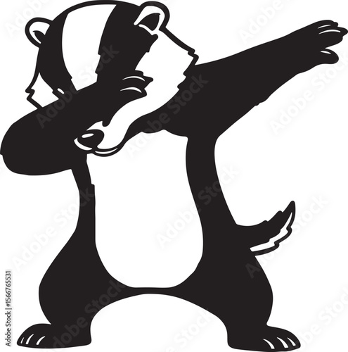 Badger dabbing silhouette vector illustration