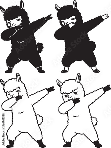Alpaca dabbing silhouette vector illustration