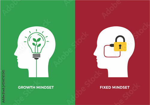 Growth Mindset vs. Fixed Mindset Illustrations - Personal Development