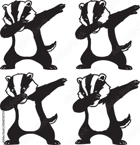 Badger dabbing silhouette vector illustration