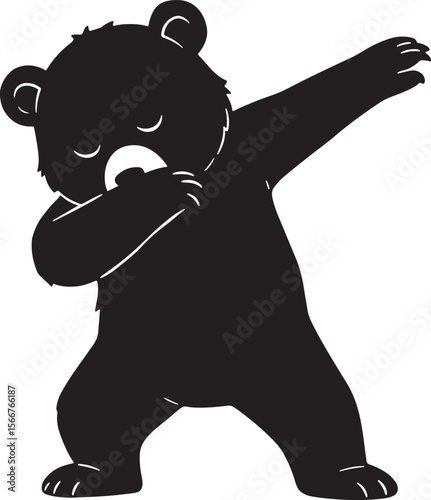 Bear dabbing silhouette vector illustration