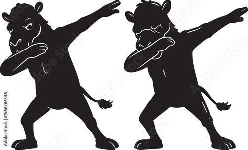 Camel dabbing silhouette vector illustration