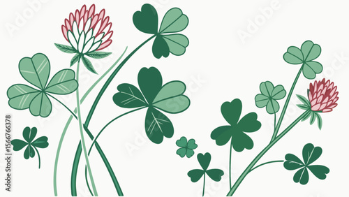 Clover and shamrock vector art for st patrick's day design and lucky charm illustrations for print 100
