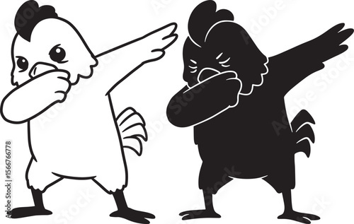 Chicken dabbing silhouette vector illustration