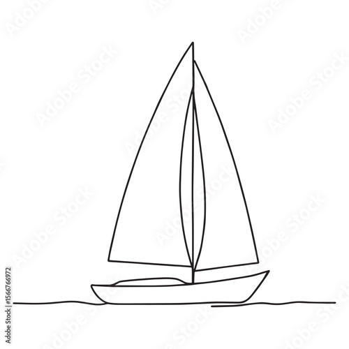 Sailing Vessel Illustration: A minimalist line art illustration of a sleek sailboat, evoking the tranquility of open water and the joy of sailing