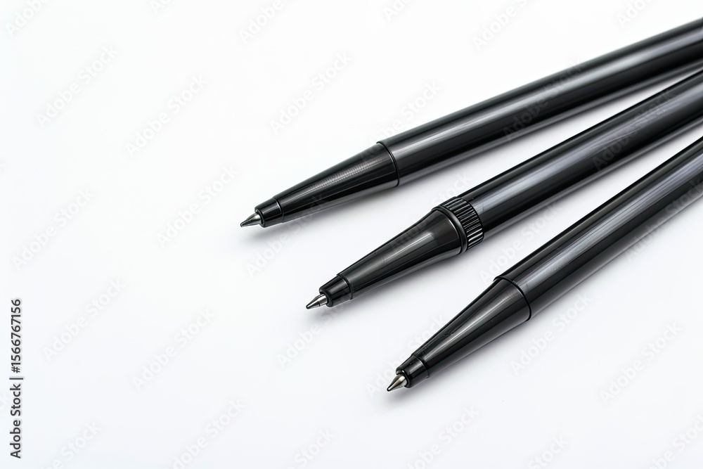 High Definition Visual of Black Ballpoint Pens Isolated on White Background High Definition Visual of Black Ballpoint Pens Isolated on White Background