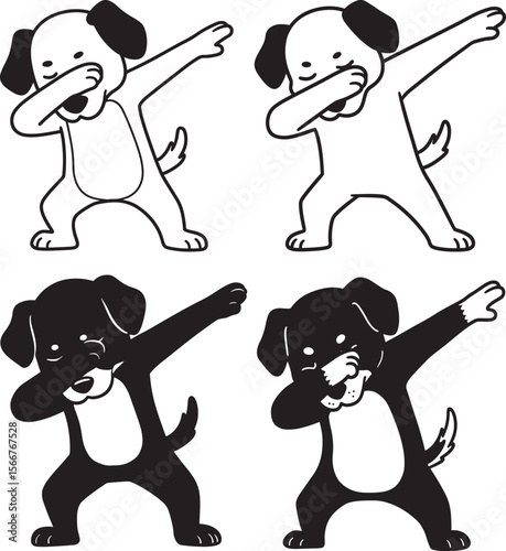 Dog dabbing silhouette vector illustration