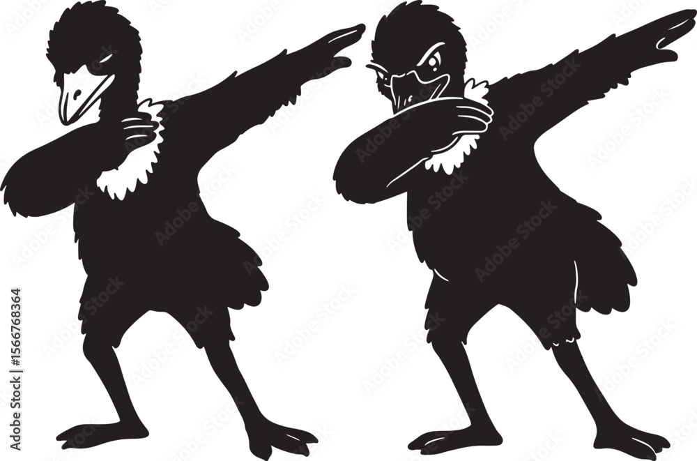 Fototapeta premium Emu dabbing silhouette vector illustration
