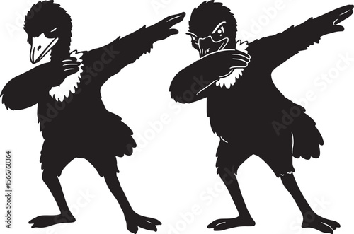 Emu dabbing silhouette vector illustration