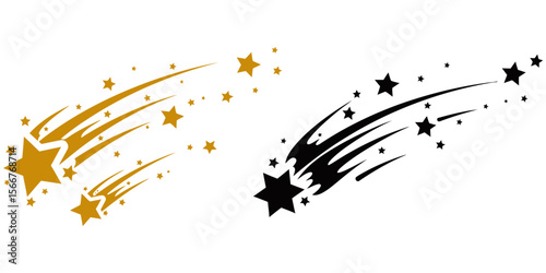 Star Burst, Abstract illustration of multiple stars with trails emanating, evoking the feeling of movement and celebration. Perfect for design projects. 