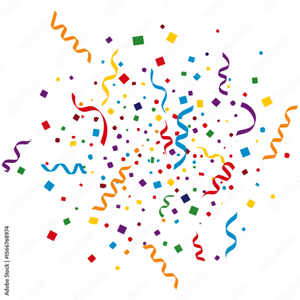 Obraz premium Colorful celebration with a vibrant explosion of paint splashes and falling confetti patterns