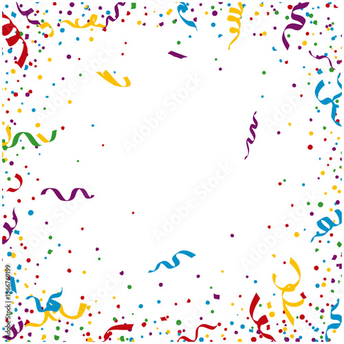 Colorful celebration with a vibrant explosion of paint splashes and falling confetti patterns