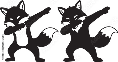 Fox dabbing silhouette vector illustration