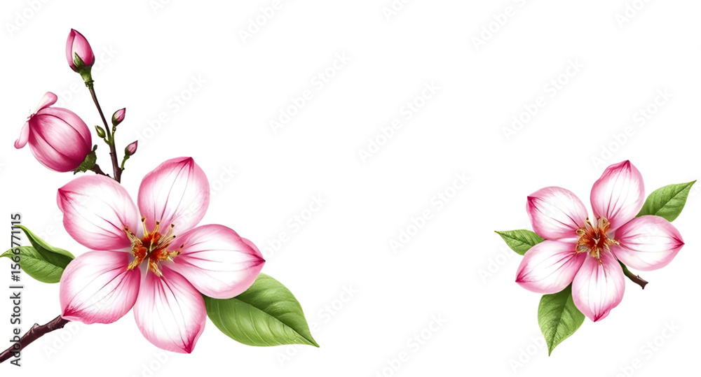 Naklejka premium cherry blossom illustration, pink sakura art, cherry blossom vector, sakura blossom vector, cherry blossom petals, blooming cherry blossom, sakura floral art, pink flower vector, cherry blossom branch