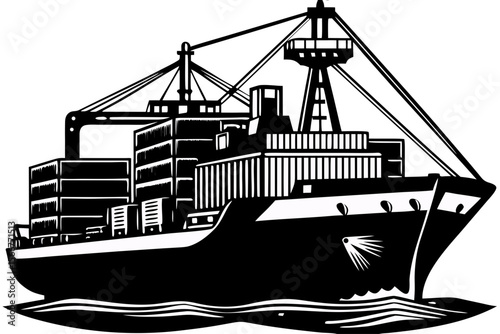 Powerful Container Ship Global Trade and Maritime Transport