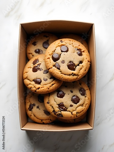 Wallpaper Mural Delicious Homemade Chocolate Chip Cookies Packed in Cardboard Box Overhead View Torontodigital.ca