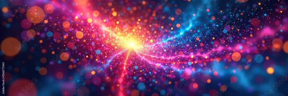 Naklejka premium Mesmerizing Swirling Particles Vibrant Abstract Kaleidoscope Background