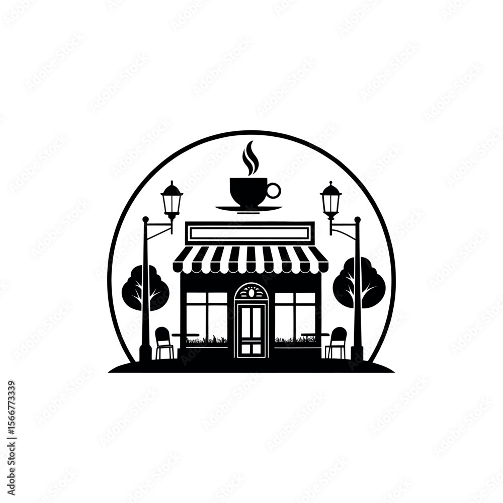 Fototapeta premium cafe,cafe Center silhouette logo vector line art logo design