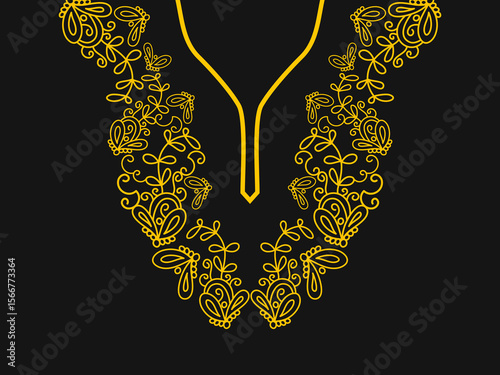 Floral neckline pattern background. traditional. decoration, textile, fabric, clothing. natural style.