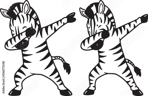 Zebra dabbing silhouette vector illustration
