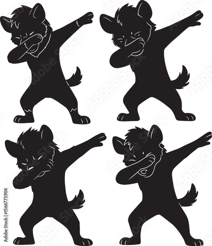 Hyena dabbing silhouette vector illustration