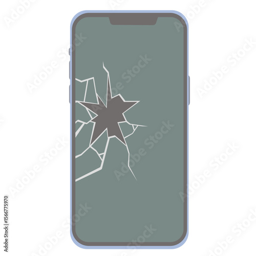 画面の割れたスマホのイラスト