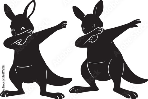 Kangaroo dabbing silhouette vector illustration