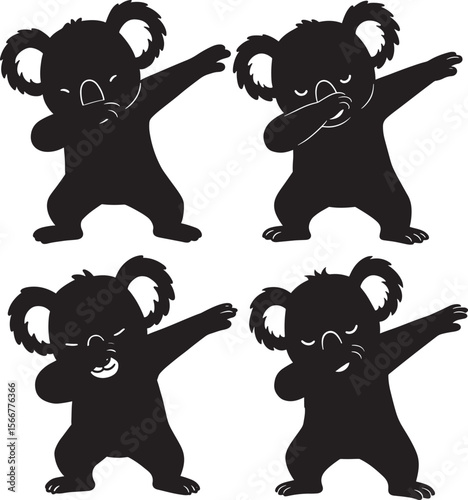 Koala dabbing silhouette vector illustration