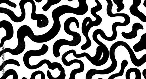 Abstract Black and White Swirling Pattern Design