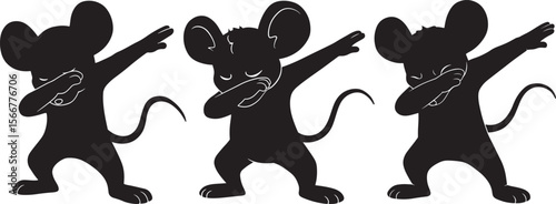 Mouse dabbing silhouette vector illustration