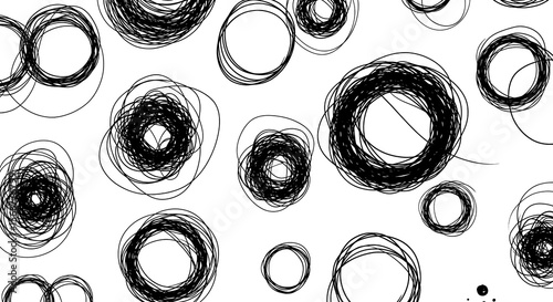 Abstract Black and White Swirling Lines Art