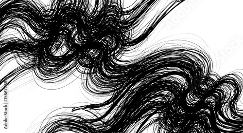Abstract Black and White Swirling Lines Art