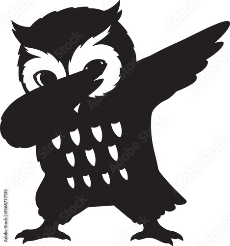 Owl dabbing silhouette vector illustration