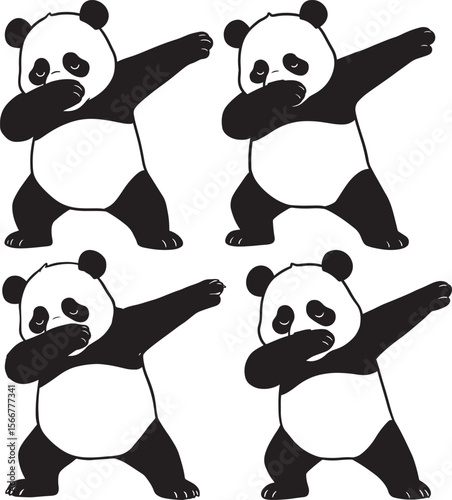Panda dabbing silhouette vector illustration
