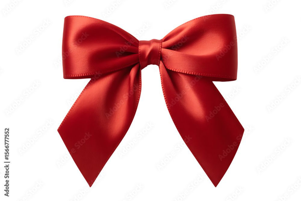 Fototapeta premium Elegant red satin ribbon bow isolated on transparent background