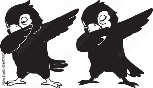 Parrot dabbing silhouette vector illustration