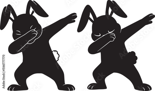 Rabbit dabbing silhouette vector illustration