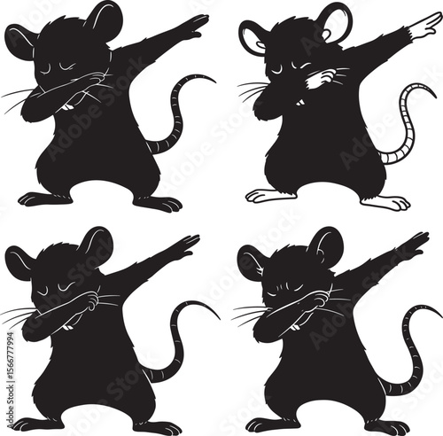 Rat dabbing silhouette vector illustration