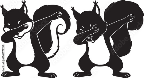Squirrel dabbing silhouette vector illustration