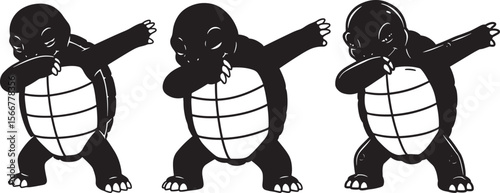 Turtle dabbing silhouette vector illustration