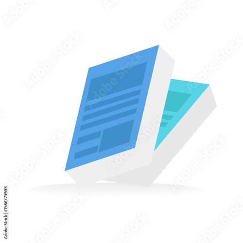 3D Book or File Illustration with Shadow Effect