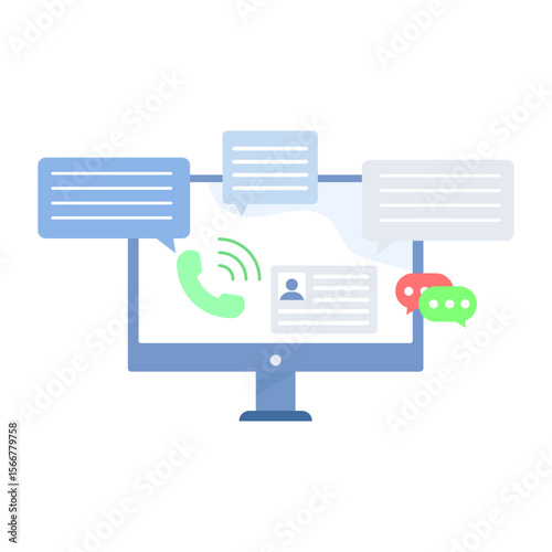 Flat style simple communication technology, Message for bro in computer/pc, Communication for online