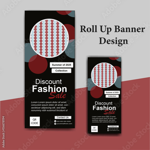 Abstract vertical roll up Banner Design for signboard Advertising Template standee X banner for Street Business for  Fashion events.
