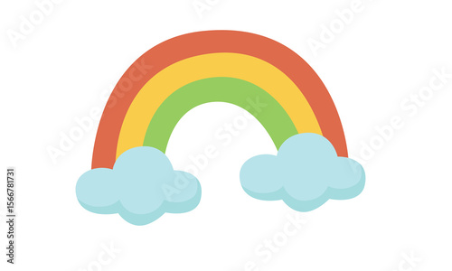 Rainbow cartoon vector. Rainbow clipart in flat style isolated on white background.