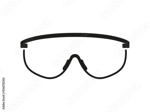 A minimalist black and white illustration of protective eyewear against a white background