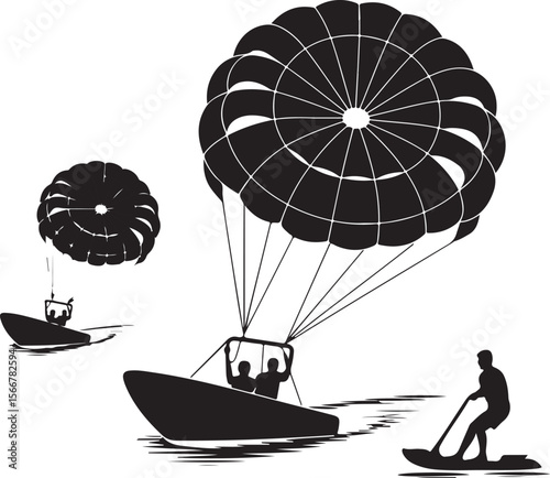 Skydiver in Freefall Silhouette

Parachuting Adventure Vector Art

Extreme Skydiving Action Illustration

High Altitude Parachute Jump Silhouette

Adrenaline Rush Skydiver Design
