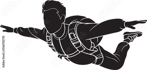 Skydiver in Freefall Silhouette

Parachuting Adventure Vector Art

Extreme Skydiving Action Illustration

High Altitude Parachute Jump Silhouette

Adrenaline Rush Skydiver Design