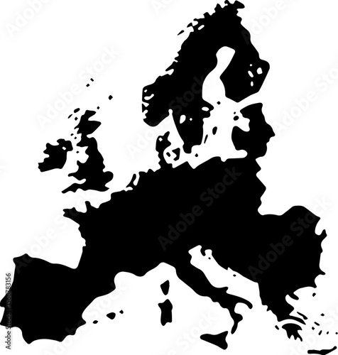 Europe Continent Map Silhouette Vector Outline Design