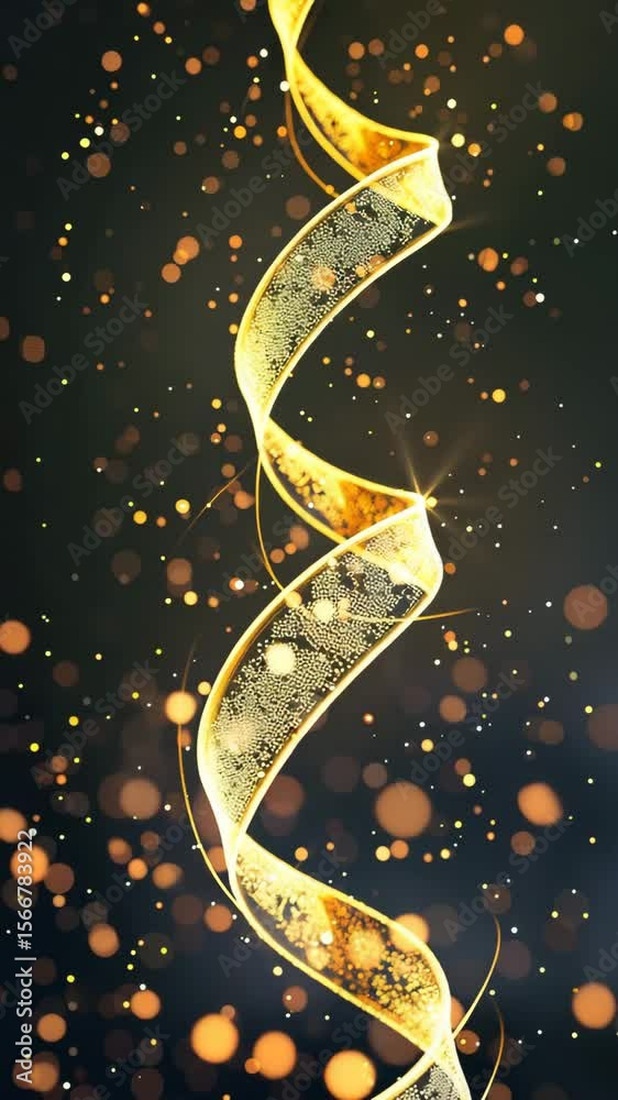 Elegant golden ribbon with sparkling effects.