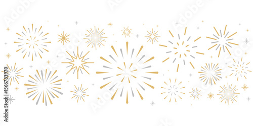 Bursting fireworks modern stars and sparks 
isolated on white background, Firework clipart 
no background, icon set for Xmas, Happy New year, 
Holiday, Anniversary, 4th of July Banner vector